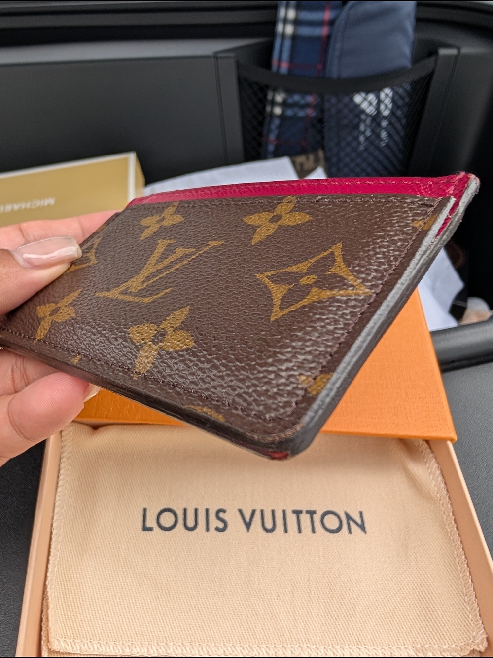 Louis Vuitton Monogram Card Holder in Brown & Burgundy - Picture 4 of 6